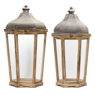 Melrose Set of 2 Victorian Style Candle Lanterns 33”