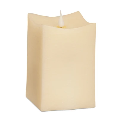 Melrose Set of 2 Simplux Squared Neutral Toned LED Candles with Moving Flame 5"
