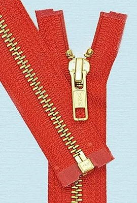 22" Medium Weight Jacket Zipper YKK #5 Brass ~ Separating ~ 820 Atom Red (1 Zipper/pack)