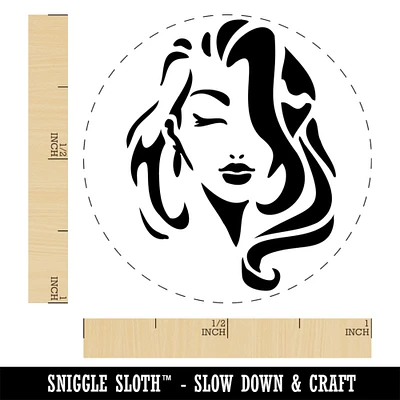 Beautiful Woman with Flowing Hair Self-Inking Rubber Stamp Ink Stamper for Stamping Crafting Planners