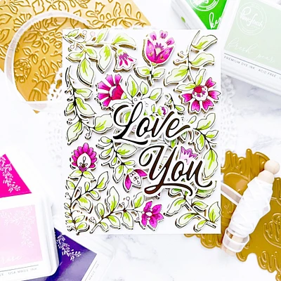 Pinkfresh Studio Hot Foil Plate-Brushed Sentiments