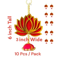 10 Ct. Lotus Hangings For Home Decor, Lotus Backdrop Hanging, Lotus Cutout, Pooja Decor, Diwali Decoration, Wedding, Diwali Decor, Wall Decor,