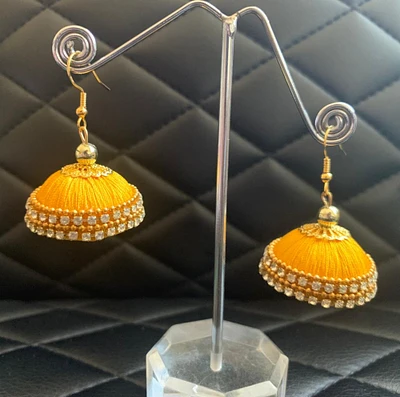 SimplyKrafty Silk Thread Yellow Earrings