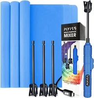 Rechargeable Handheld Epoxy Resin Mixer with 3pk Mixing Paddles and 3pk Silicone Mats (11.6" x 8.3")