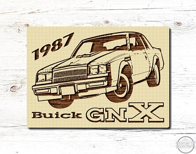 1987 Buick GNX Grand National Wooden Sign Plaque Laser Engraved Vehicle Wall Art