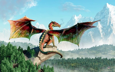 Perched Dragon - Print - Fantasy Wall Art