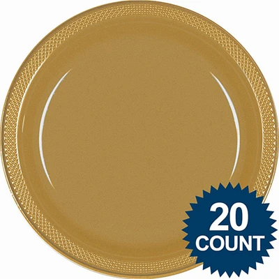 Gold Round Plastic Dinner Plates