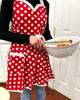 Wrapables Adjustable Flirty Hostess Apron, Red Polka Dots