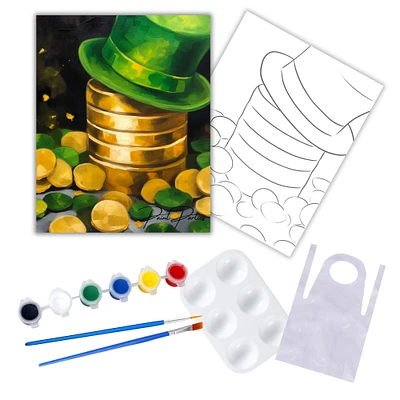 "Coin Luck" DIY Canvas Art Kit, Adult Beginner, Acrylic Paint Size 11x14 inch