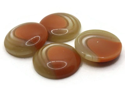 4 28mm Two Tone Round Brown Vintage Lucite Plastic Flatback Cabochons