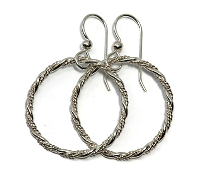 925 Sterling Silver Twist Pattern Hoop Earrings  by Salish Sea Inspirations