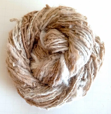 Hand Spun Tan Cream white Alpaca Wool Yarn