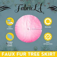 FabricLA Faux Fur Tree Skirt Bubble Gum - Fluffy Tree Skirt - 36 inches ( 91cm) Diameter Christmas Tree Skirt Fur Faux Plush for Holiday Decorations