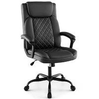 Costway Adjustable Office Desk Chair Ergonomic Executive Chair with Padded Headrest Armrest