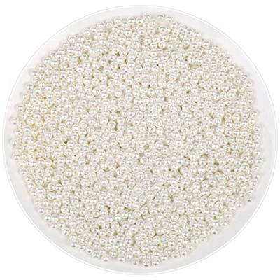 anezus Pearl Beads for Craft, 2000pcs Ivory Faux Fake Pearls, 4 MM Small Sew on Pearl Beads with Holes for Jewelry Making, Bracelets, Necklaces, Hairs, Crafts, Decoration and Vase Filler