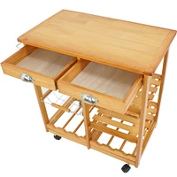 Kitchen Island Rolling Wood Trolley Cart Dining Storage Drawers.