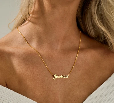 Custom Name Necklace with Box Chain, Gold Name Necklace, Necklace for Women, Handmade Jewellery, Personalised Gifts