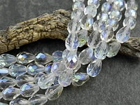 *16* 13x9mm Crystal AB Fire Polished Teardrop Beads