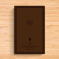 Personalized NIV Thinline Holy Bible with Custom Name Up to 3 Rows of Text on Faux Leather cover | Brown