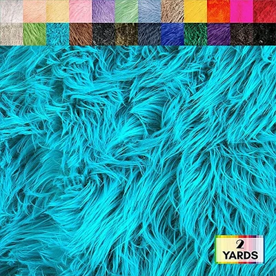 FabricLA Shaggy Faux Fur by The Yard | 72" x 60" | Craft & Hobby Supply for DIY Coats, Home Decor, Apparel, Vests, Jackets, Rugs, Throw Blankets, Pillows | Turquoise, 2 Yards