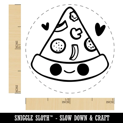 Deliciously Kawaii Chibi Pizza Slice Self-Inking Rubber Stamp for Stamping Crafting Planners