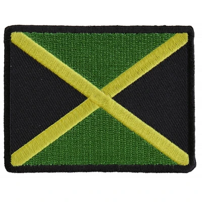 Patch, Embroidered Patch (Iron-On or Sew-On), Jamaican Jamaica Flag Patch, 3" x 2.5"
