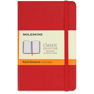 Moleskine Classic Hardcover Notebooks - Scarlet Red, Ruled, 5-1/2" x 3-1/2"