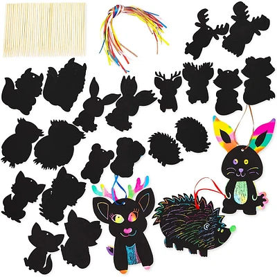 40 Pack Woodland Animal Ornaments, Scratch Paper