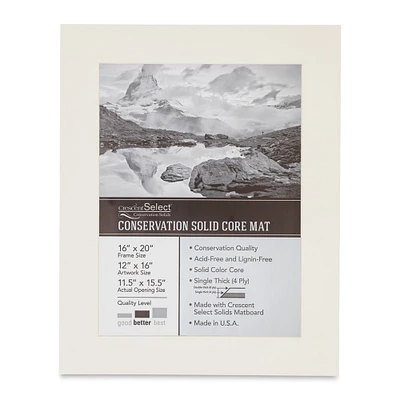 Crescent Select Conservation Solids Pre-Cut Mat - Antique White, 4 ply, 16" x 20"