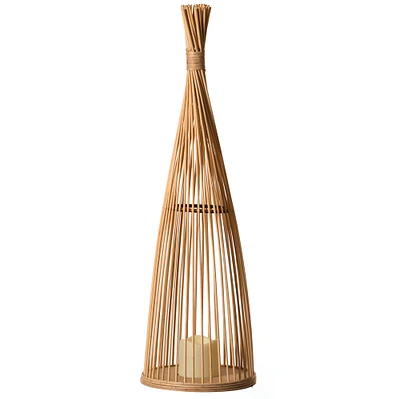 Rattan Designed Bamboo LED Lantern Lamp Battery Powered for Indoor and outdoor