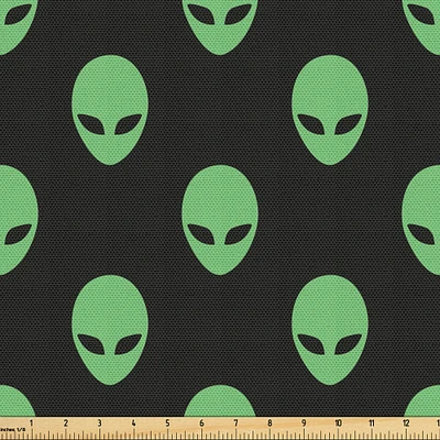 Ambesonne Alien Fabric by The Yard, Supernatural Martiansal Beings from Other Planets Head of an Alien, Decorative Fabric for Upholstery and Home Accents, Yards