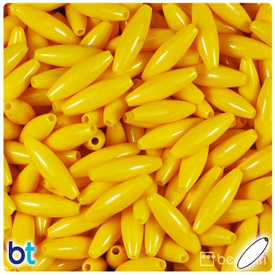 BeadTin Bright Yellow Opaque 19mm Spaghetti Plastic Craft Beads (150pcs)