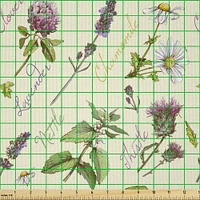 Ambesonne Thistle Fabric by The Yard, Vintage Pattern with Composition of Wildflowers and Herb Such as Lavender and Daisy, Decorative Satin Fabric for Home Textiles and Crafts, Yards
