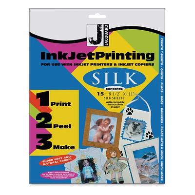 Jacquard Inkjet Fabric Kit - 8-1/2" x 11", Silk, Pkg of 15