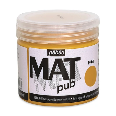 Pebeo Mat Pub Acrylic Paint - Yellow Ochre, 140 ml