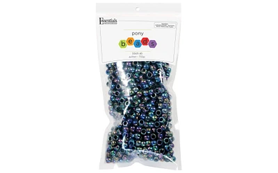 Essentials by Leisure Arts Pony Bead 6mm x 9mm Aurora Borealis Opaque Plastic Pony Beads Bulk 750 pieces for Arts, Crafts, Bracelet, Necklace, Jewelry Making, Earring