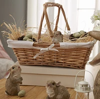 Rectangular Willow Basket with White Fabric Lining