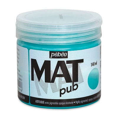 Pebeo Mat Pub Acrylic Paint - Turquoise Blue, 140 ml