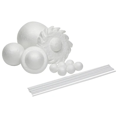 22 Piece 3D Solar System Model Kit for Crafts, Outer Space Science Projects, White Polystyrene Foam Balls for Painting and Coloring, Spheres and Dowels Included