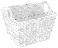 Water Hyacinth Rectangular Wicker Storage Baskets with Cutout Handles, Large