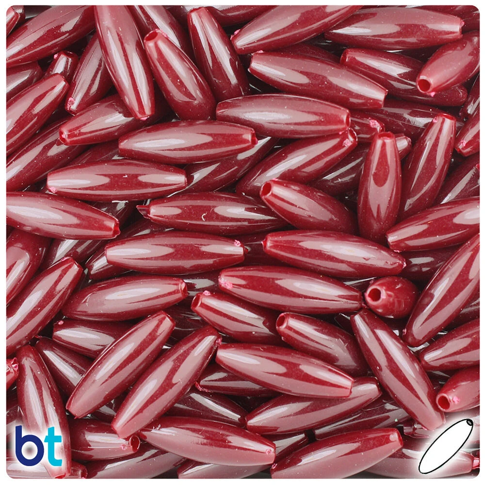 BeadTin Burgundy Opaque 19mm Spaghetti Plastic Craft Beads (150pcs)