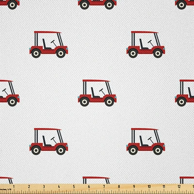 Ambesonne Golf Fabric by The Yard, Carts Pattern Golfing Stroke Play Hobby Game Sports Leisure Concept, Decorative Satin Fabric for Home Textiles and Crafts, 3 Yards, Red Charcoal