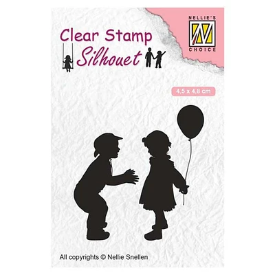Nellie's Choice  Clear Stamps Silhouette Children with Balloon