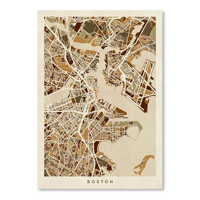 Boston Massachusetts Street Map New 2 by Michael Tompsett  Poster Art Print - Americanflat