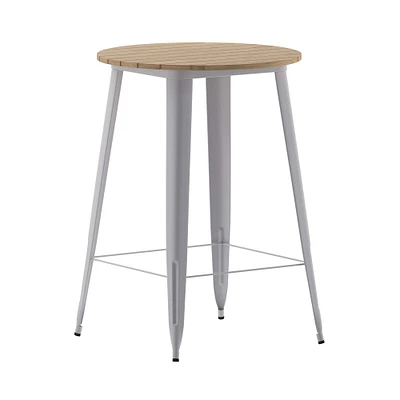 Merrick Lane Dryden Indoor/Outdoor Bar Top Table, 30" Round All Weather Poly Resin Top with Steel base