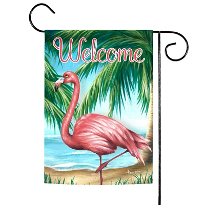 Hello Flamingo Decorative Bird Flag