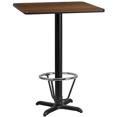 Emma and Oliver 30" Square Laminate Bar Table with 22"x22" Foot Ring Base