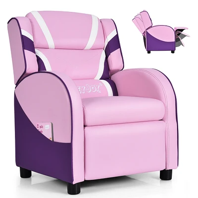 Kids Leather Recliner Chair with Side Pockets