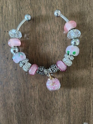 Pink European and Silver Mixed Beads