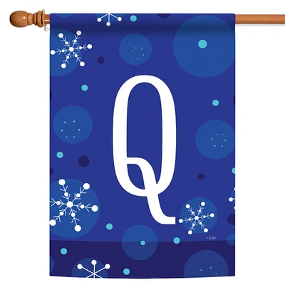 Winter Snowflakes Monogram Q Decorative Winter Flag